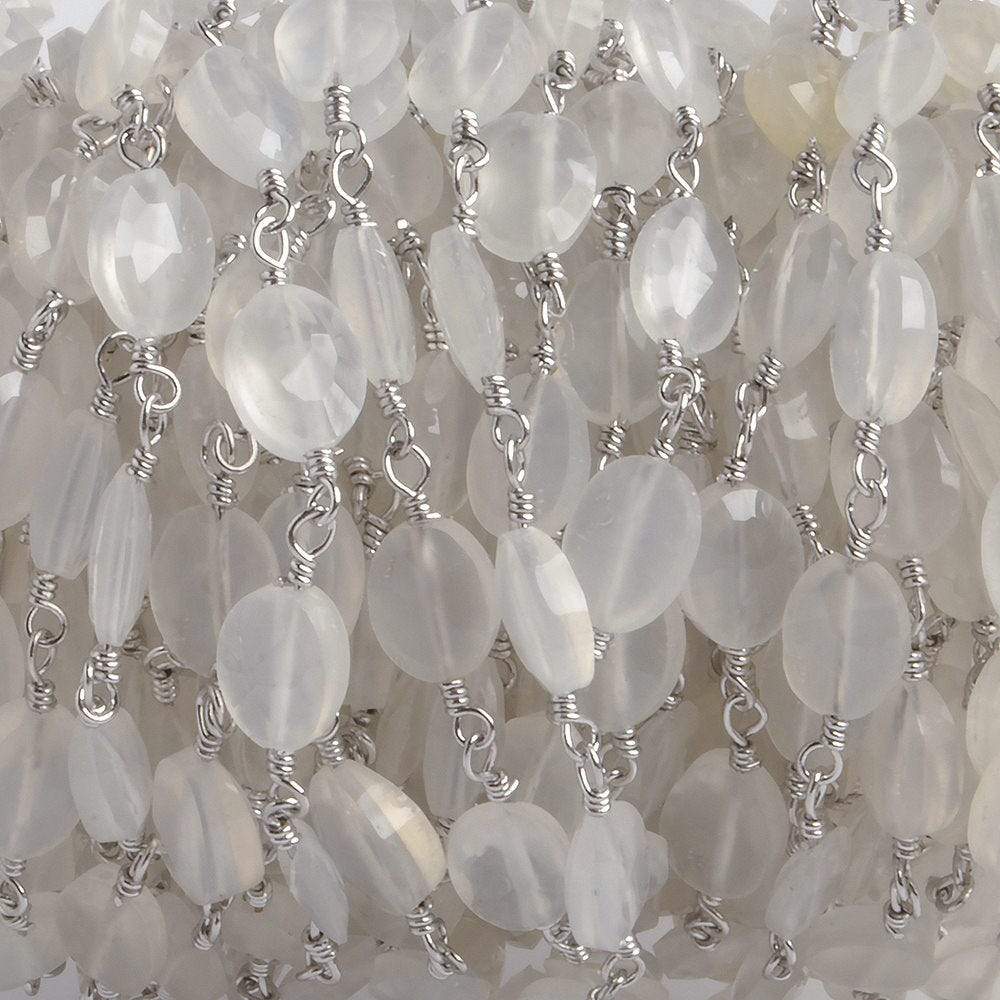 8x6mm Champagne Chalcedony faceted Oval Silver plated Chain by the foot 22 pieces (ONLINE ORDER ONLY)