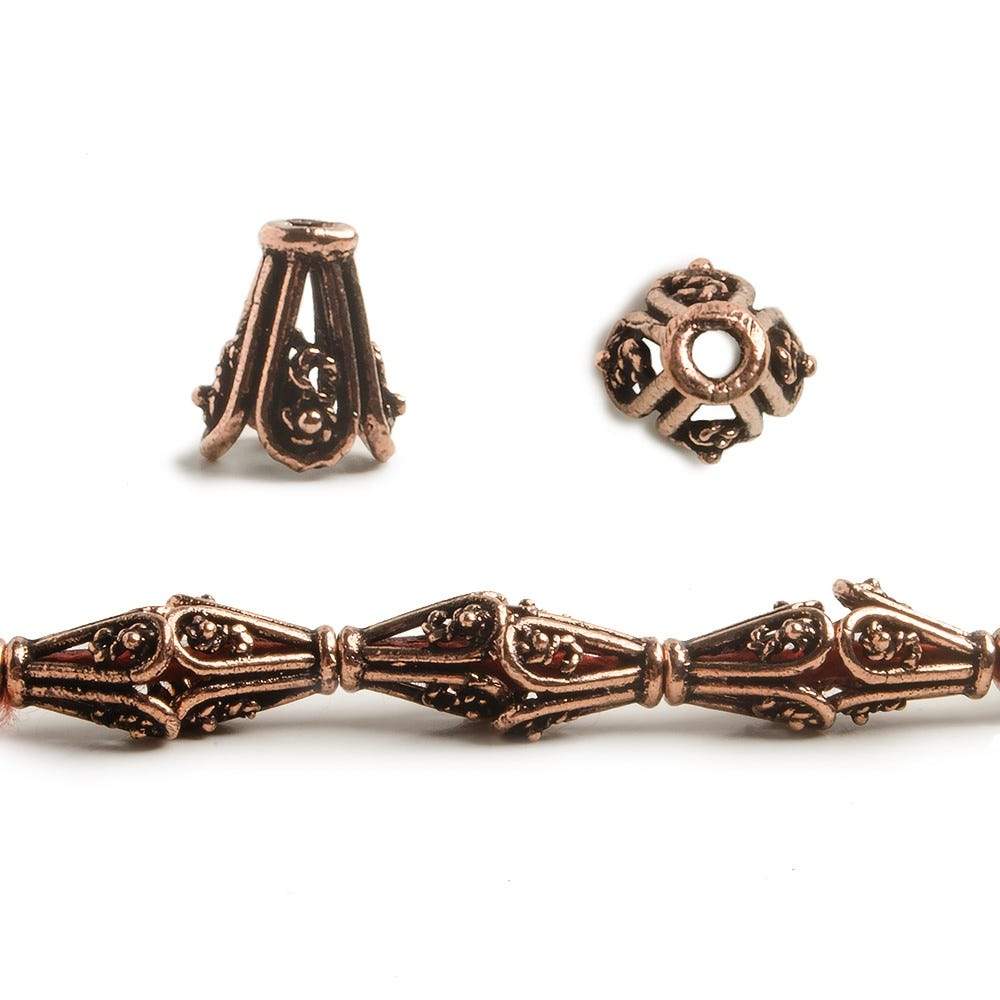 8x6mm Copper Bead Cap Bali Style Scrollwork 8 inch 28 pcs (ONLINE ORDER ONLY)