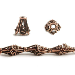8x6mm Copper Bead Cap Bali Style Scrollwork 8 inch 28 pcs (ONLINE ORDER ONLY)