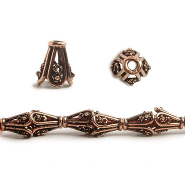 8x6mm Copper Bead Cap Bali Style Scrollwork 8 inch 28 pcs (ONLINE ORDER ONLY)