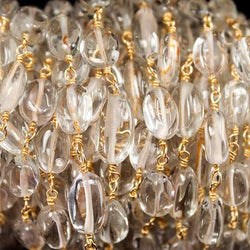 8x6mm Crystal Quartz Plain Oval Vermeil Chain by the foot (ONLINE ORDER ONLY)