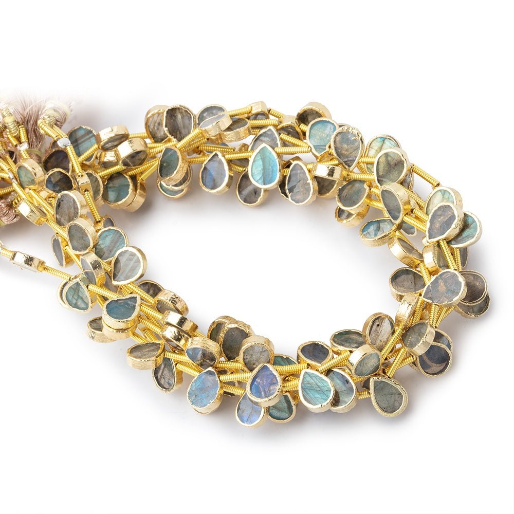 8x6mm Gold Leafed Labradorite Plain Pear Strand 20 Beads (ONLINE ORDER ONLY)