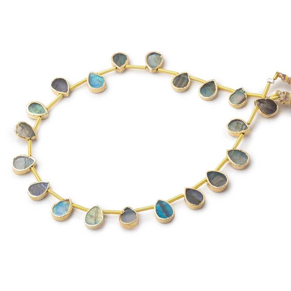 8x6mm Gold Leafed Labradorite Plain Pear Strand 20 Beads (ONLINE ORDER ONLY)