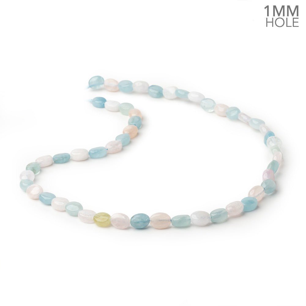 8x6mm Multi Color Beryl Plain Oval 15.5 inch 50 Beads 1mm Drill Hole (ONLINE ORDER ONLY)