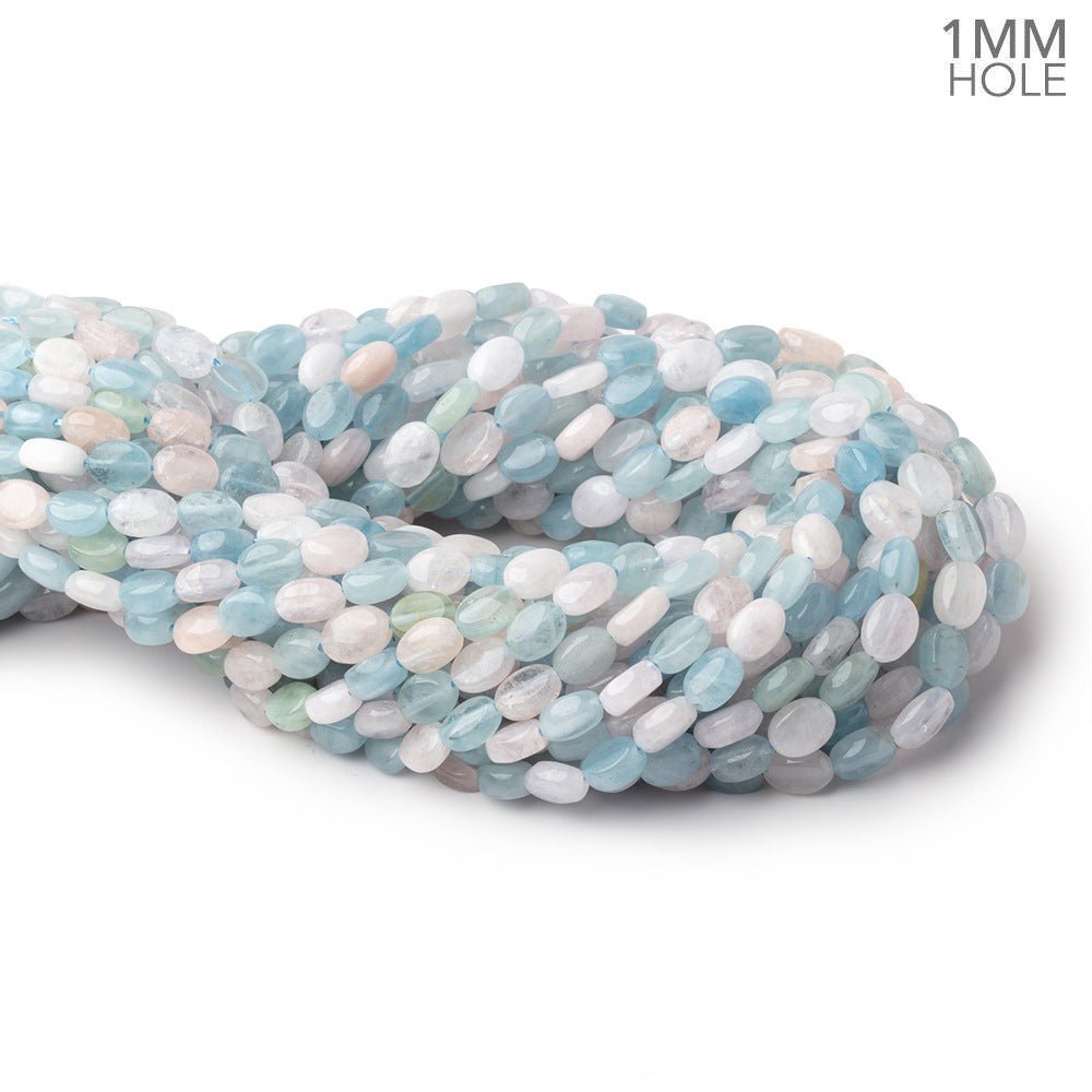 8x6mm Multi Color Beryl Plain Oval 15.5 inch 50 Beads 1mm Drill Hole (ONLINE ORDER ONLY)