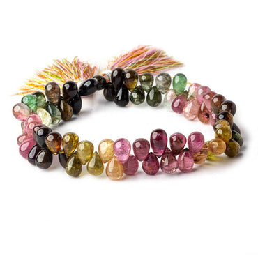 8x6mm Multi-color Tourmaline Plain Tear Drop Beads 8 inch 67 pieces (ONLINE ORDER ONLY)