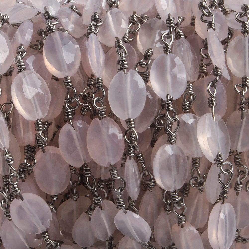 8x6mm Rose Chalcedony faceted Oval Black Gold Chain by the foot 22 pieces (ONLINE ORDER ONLY)
