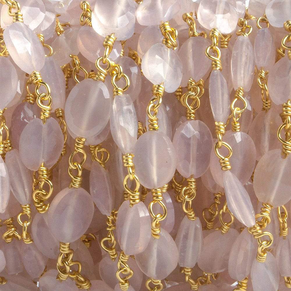 8x6mm Rose Chalcedony faceted Oval Gold plated Chain by the foot 22 pieces (ONLINE ORDER ONLY)