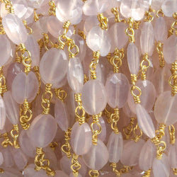 8x6mm Rose Chalcedony faceted Oval Gold plated Chain by the foot 22 pieces (ONLINE ORDER ONLY)