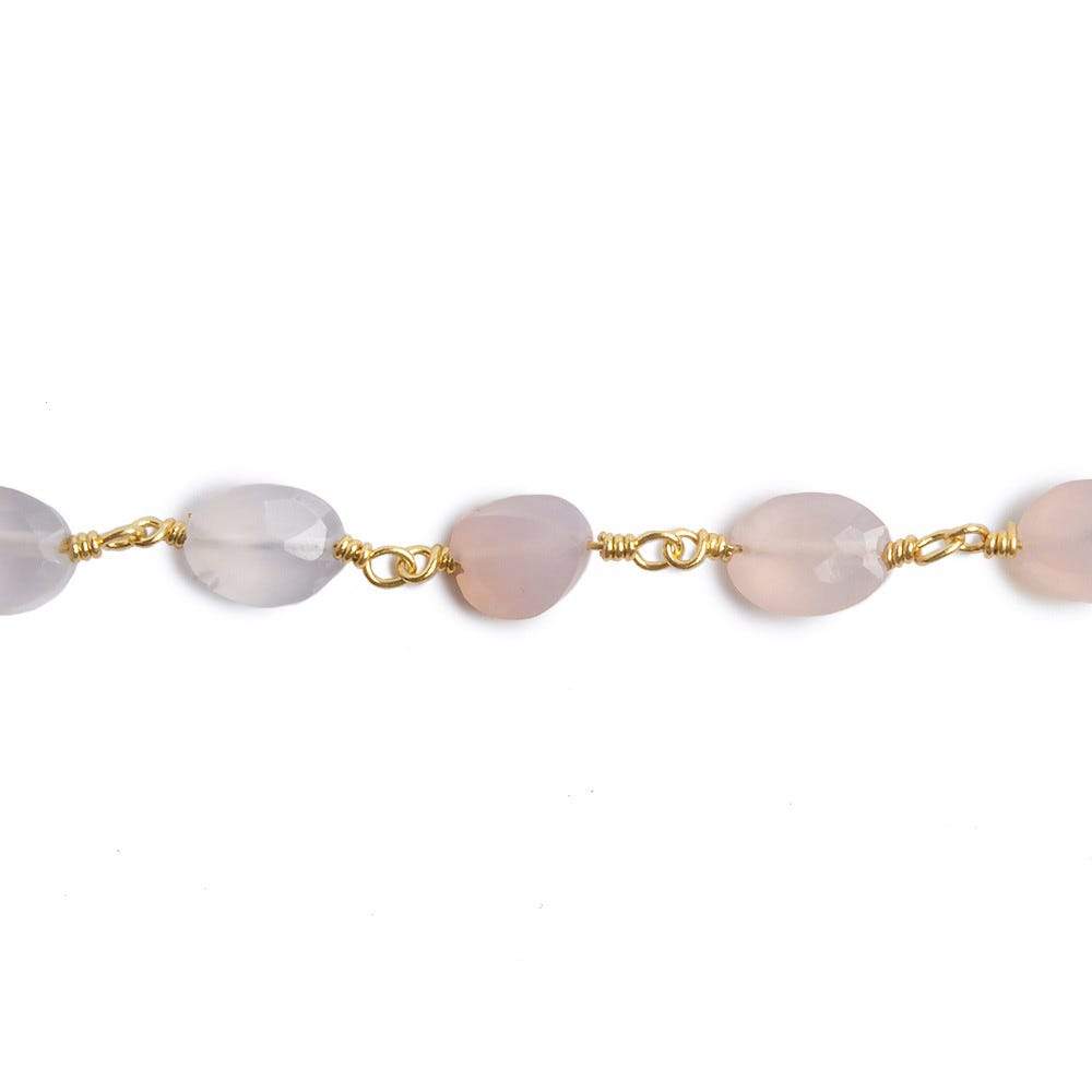 8x6mm Rose Chalcedony faceted Oval Gold plated Chain by the foot 22 pieces (ONLINE ORDER ONLY)
