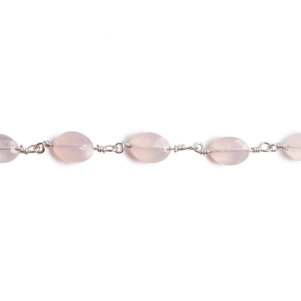 8x6mm Rose Chalcedony faceted Oval Silver plated Chain by the foot 22 pieces (ONLINE ORDER ONLY)