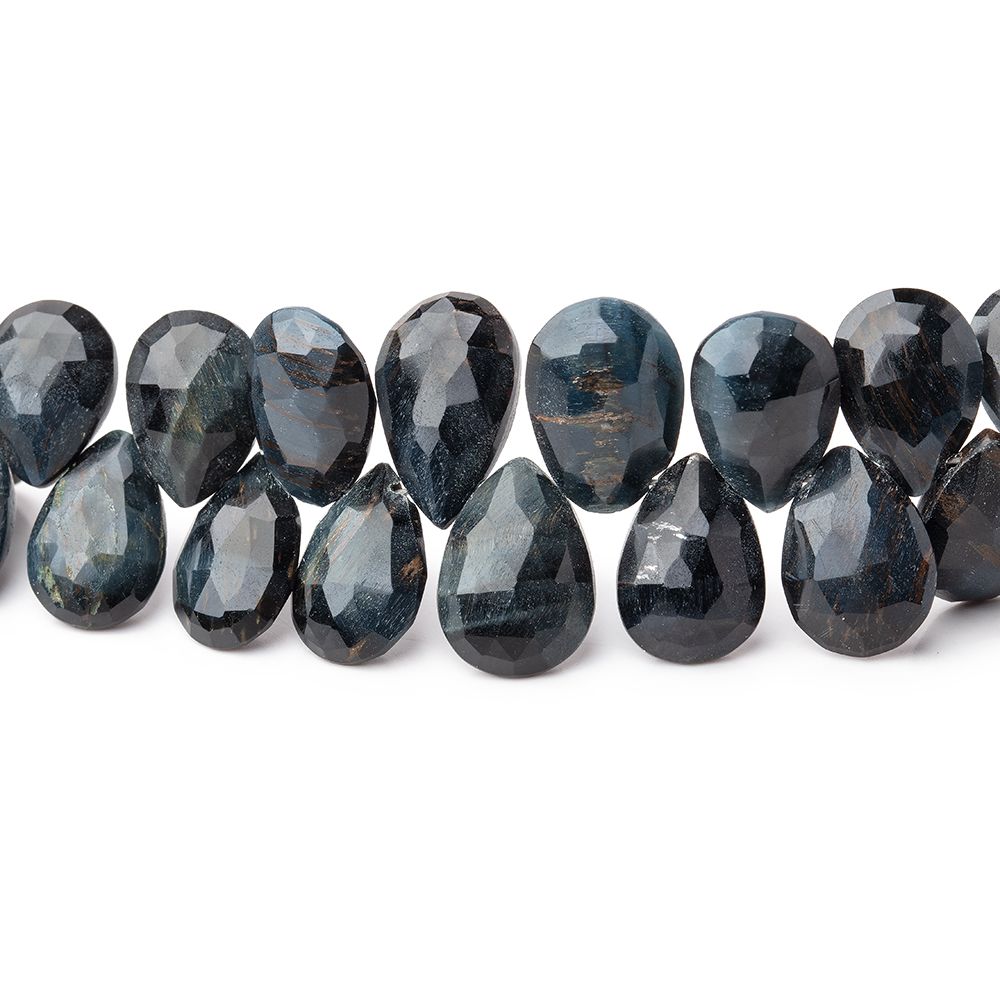 8x7-11x7mm Hawk's Eye Faceted Pear Beads 8 inch 54 pieces (ONLINE ORDER ONLY)