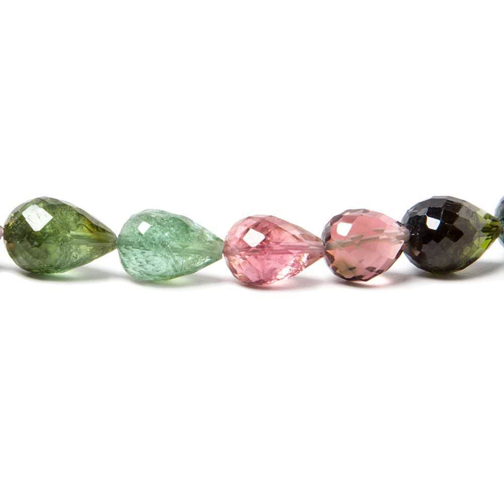 8x7-11x7mm Multi Color Tourmaline Faceted Tear Drop Beads 8 inch 18 pieces (ONLINE ORDER ONLY)