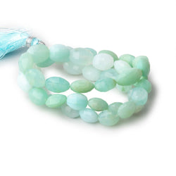 8x7-11x8mm Blue Peruvian Opal Straight Drilled Faceted Ovals 16 inch 44 Beads (ONLINE ORDER ONLY)