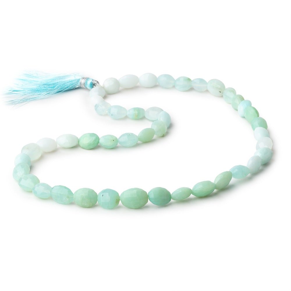 8x7-11x8mm Blue Peruvian Opal Straight Drilled Faceted Ovals 16 inch 44 Beads (ONLINE ORDER ONLY)