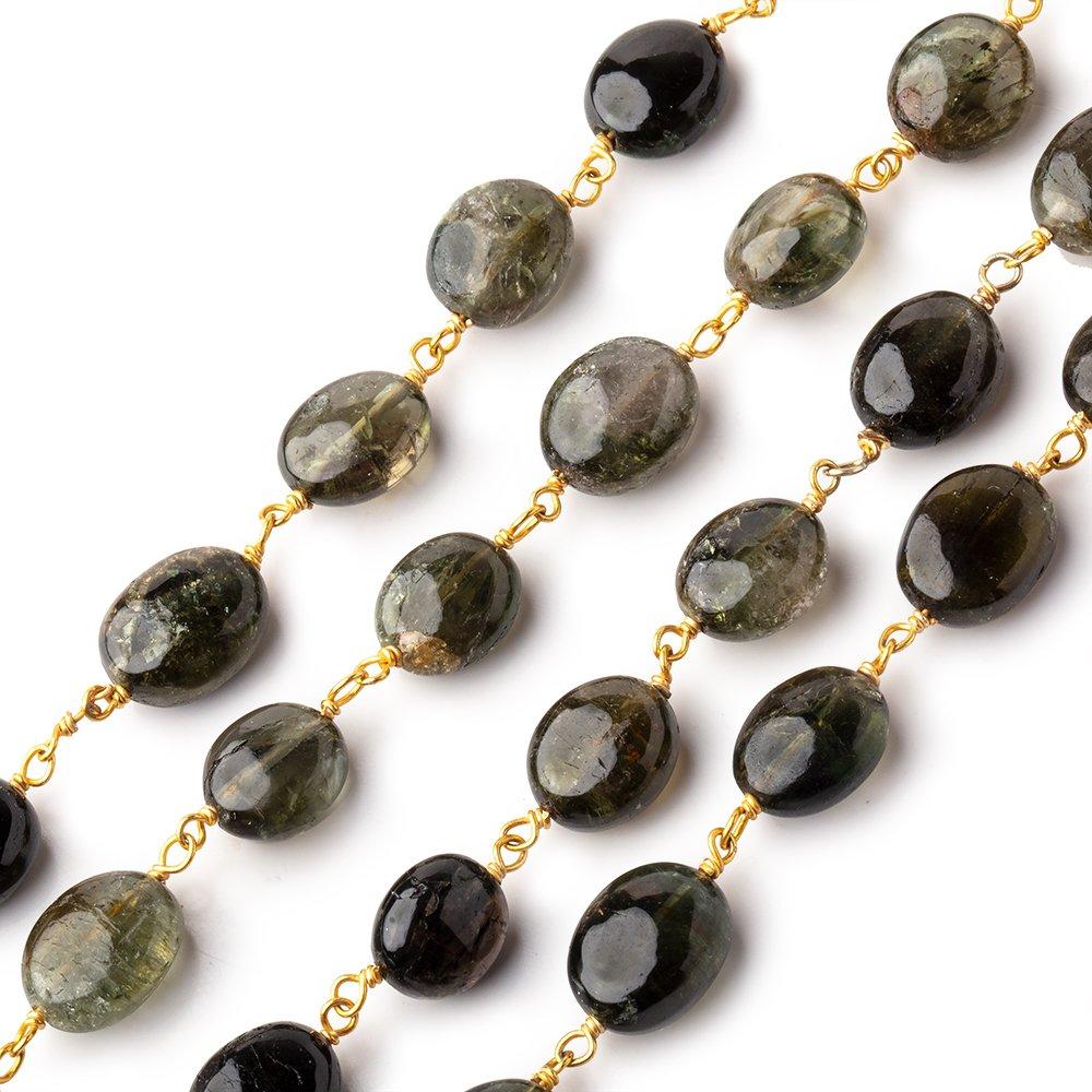8x7-11x8mm Green Tourmaline Plain Ovals on Vermeil Chain Lot of 30 inches (ONLINE ORDER ONLY)