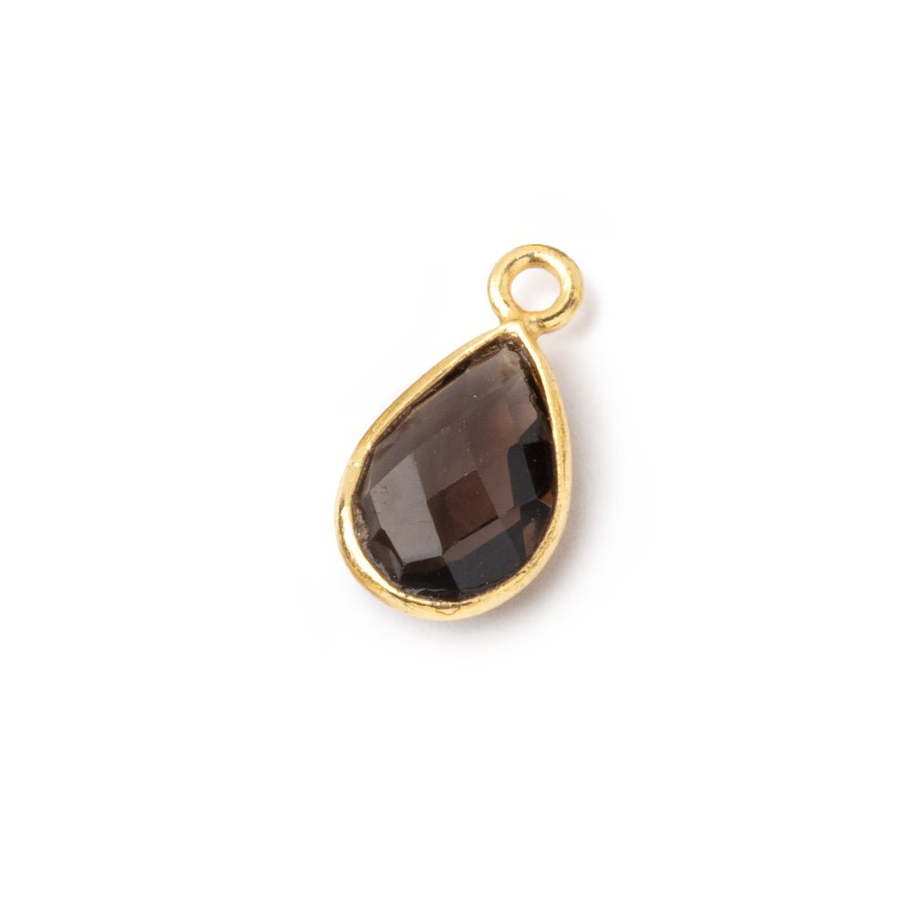 8x7-11x8mm Vermeil Bezel Smoky Quartz Faceted Pear Pendant 1 piece (ONLINE ORDER ONLY)
