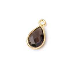 8x7-11x8mm Vermeil Bezel Smoky Quartz Faceted Pear Pendant 1 piece (ONLINE ORDER ONLY)