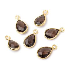 8x7-11x8mm Vermeil Bezel Smoky Quartz Faceted Pear Pendant 1 piece (ONLINE ORDER ONLY)
