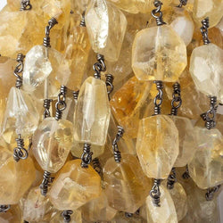 8x7-11x9mm Citrine nugget Black Gold plated Chain by the foot 18 beads (ONLINE ORDER ONLY)