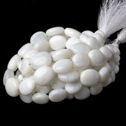 8x7-13x11mm White Opal plain oval beads 18 inches 42 pieces A (ONLINE ORDER ONLY)