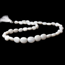 8x7-13x11mm White Opal plain oval beads 18 inches 42 pieces A (ONLINE ORDER ONLY)