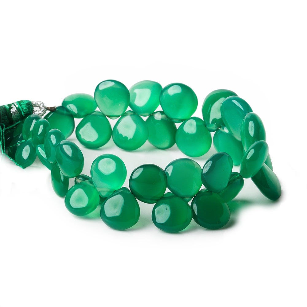 8x7-13x12mm Spring Green Chalcedony Plain Hearts 7 inch 35 beads (ONLINE ORDER ONLY)