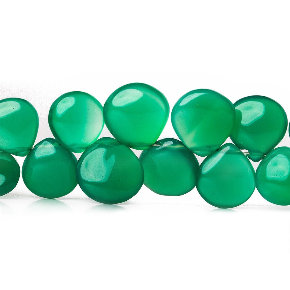 8x7-13x12mm Spring Green Chalcedony Plain Hearts 7 inch 35 beads (ONLINE ORDER ONLY)