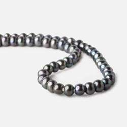 8x7-9x7mm Dark Blue Peacock Off Round 2.5mm Large Hole Freshwater Pearl 55 pcs (ONLINE ORDER ONLY)