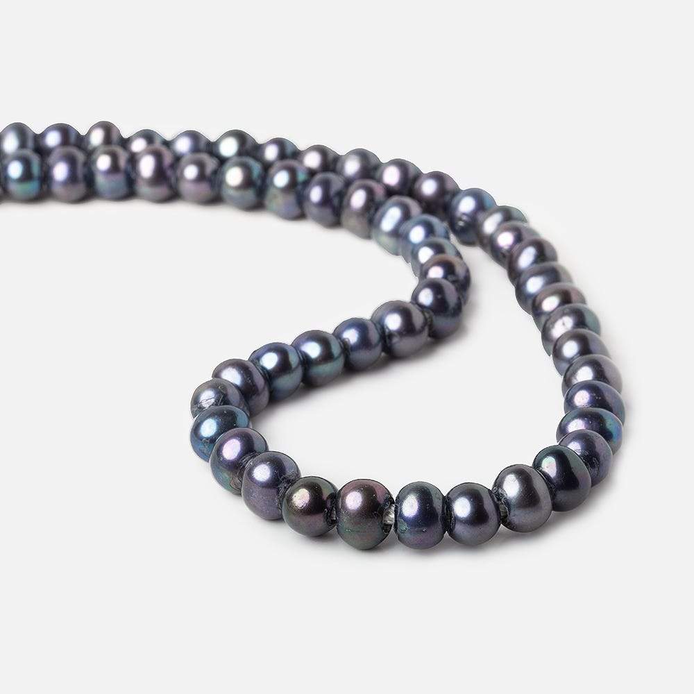 8x7-9x7mm Indigo Peacock Off Round 2.5mm Large Hole Freshwater Pearl 55 pcs (ONLINE ORDER ONLY)