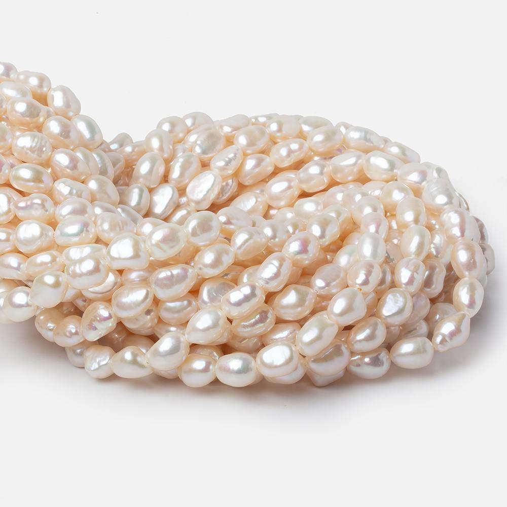 8x7-9x7mm Off White Straight Drilled Baroque Freshwater Pearls 16 inch 44 pcs (ONLINE ORDER ONLY)