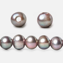 8x7-9x7mm Pink Peacock Silver Off Round 2.5mm Large Hole Freshwater Pearl 55 pcs (ONLINE ORDER ONLY)