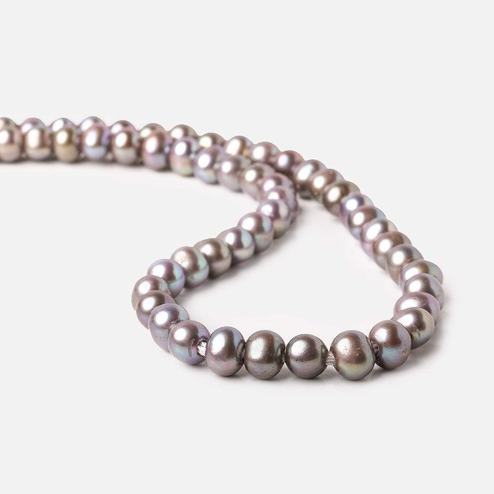 8x7-9x7mm Pink Peacock Silver Off Round 2.5mm Large Hole Freshwater Pearl 55 pcs (ONLINE ORDER ONLY)