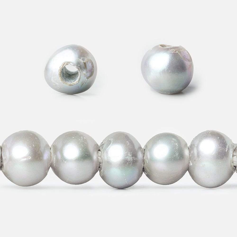 8x7-9x7mm Purplish Silver 2.5mm Large Hole Off Round Pearl 16 inch 55 pieces (ONLINE ORDER ONLY)
