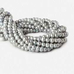 8x7-9x7mm Rose' Dark Silver 2.5mm Large Hole Off Round Pearl 16 inch 55 pieces (ONLINE ORDER ONLY)