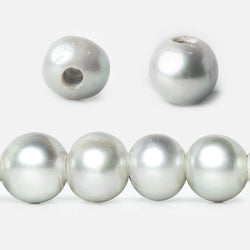 8-9mm Silver 2.5mm Large Hole Off Round Pearl 16 inch 55 pieces (ONLINE ORDER ONLY)