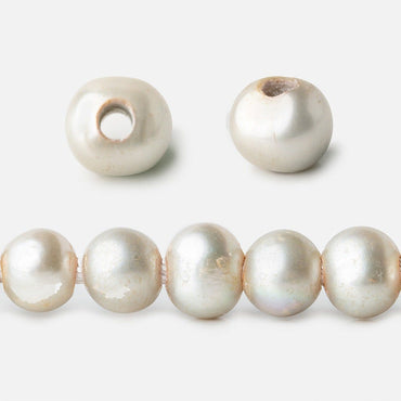 8x7-9x7mm Venetian Silver Off Round 2.5mm Large Hole Freshwater Pearl 55 pcs (ONLINE ORDER ONLY)
