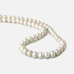 8x7-9x7mm Venetian Silver Off Round 2.5mm Large Hole Freshwater Pearl 55 pcs (ONLINE ORDER ONLY)