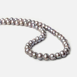 8x7-9x7mm Violet Peacock Silver Off Round 2.5mm Large Hole Freshwater Pearl 55 pcs (ONLINE ORDER ONLY)