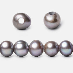 8x7-9x7mm Violet Peacock Silver Off Round 2.5mm Large Hole Freshwater Pearl 55 pcs (ONLINE ORDER ONLY)