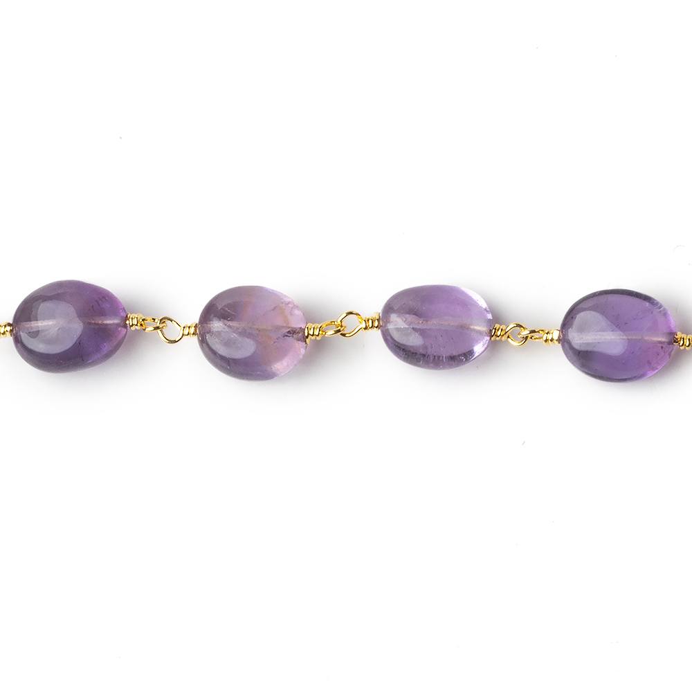 8x7-9x8mm Amethyst plain ovals Gold plated Chain by the foot 27 beads per (ONLINE ORDER ONLY)