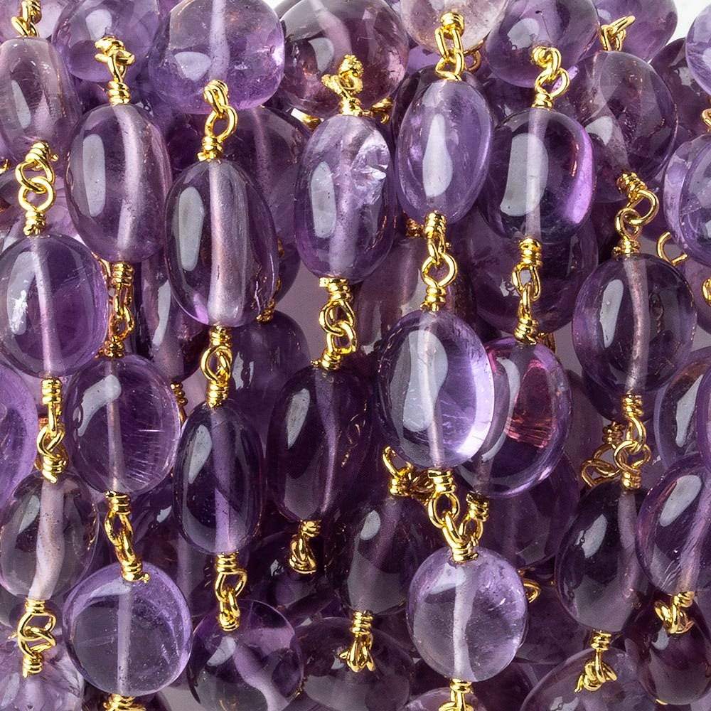 8x7-9x8mm Amethyst plain ovals Gold plated Chain by the foot 27 beads per (ONLINE ORDER ONLY)