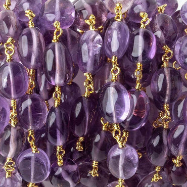 8x7-9x8mm Amethyst plain ovals Gold plated Chain by the foot 27 beads per (ONLINE ORDER ONLY)