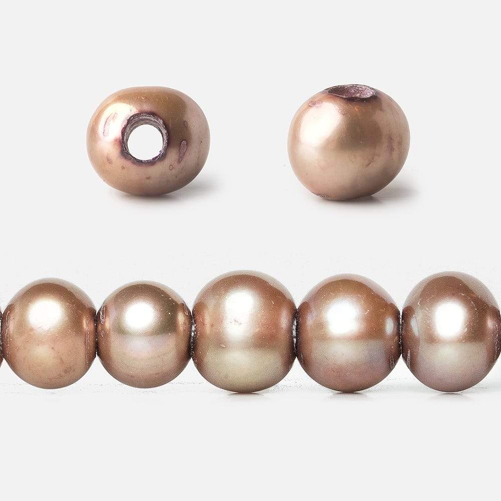 8x7-9x8mm Champagne Off Round Large Hole Freshwater Pearl 15 inch 55 pieces (ONLINE ORDER ONLY)