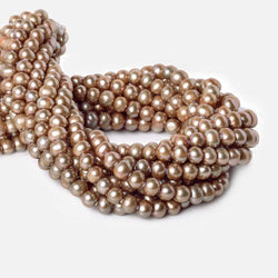 8x7-9x8mm Champagne Off Round Large Hole Freshwater Pearl 15 inch 55 pieces (ONLINE ORDER ONLY)