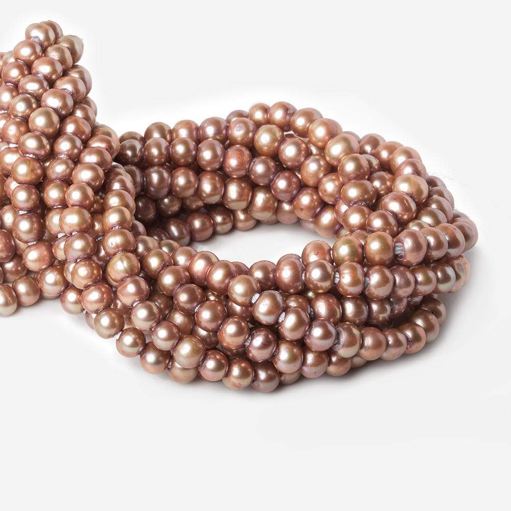 8x7-9x8mm Pink Champagne Off Round Large Hole Freshwater Pearl 15 inch 55 pieces (ONLINE ORDER ONLY)