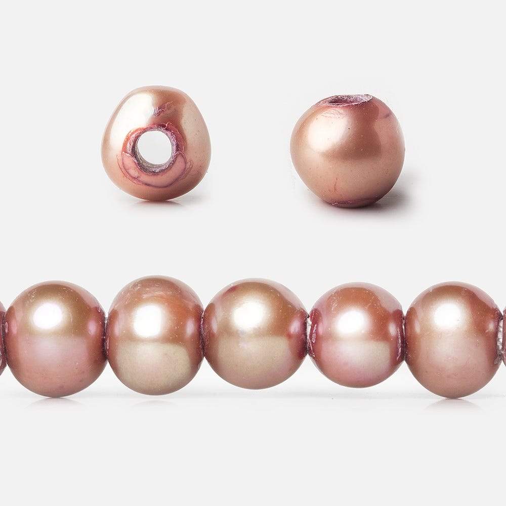 8x7-9x8mm Pink Champagne Off Round Large Hole Freshwater Pearl 15 inch 55 pieces (ONLINE ORDER ONLY)