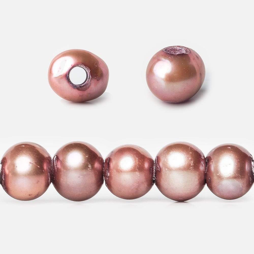 8x7-9x8mm Rose Sangria Off Round Large Hole Freshwater Pearl 15 inch 55 pieces (ONLINE ORDER ONLY)
