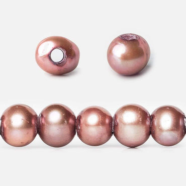 8x7-9x8mm Rose Sangria Off Round Large Hole Freshwater Pearl 15 inch 55 pieces (ONLINE ORDER ONLY)