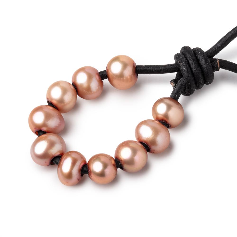 8x7mm Light Salmon Large Hole Off Round Pearls Set of 10 (ONLINE ORDER ONLY)